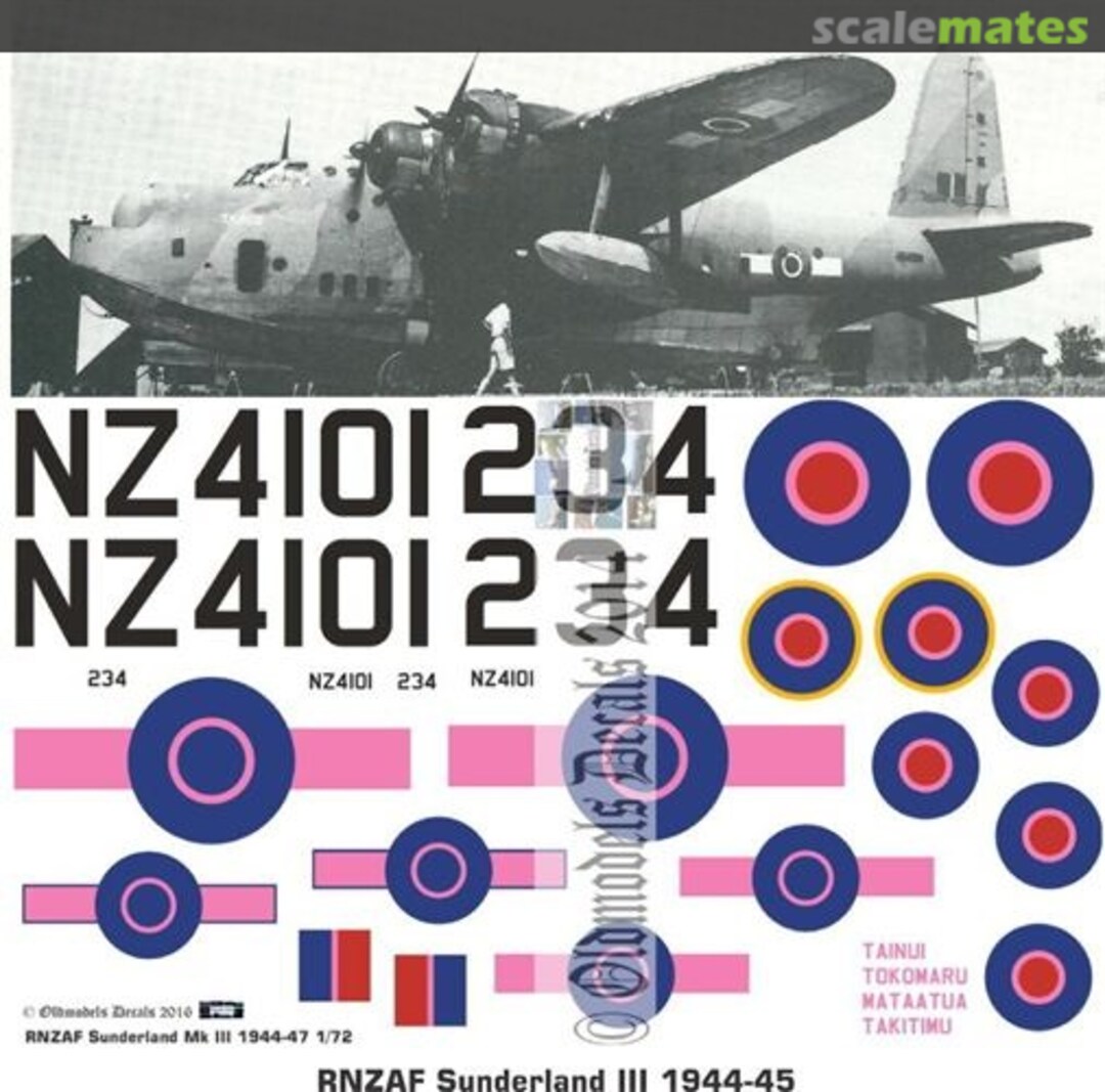 Boxart RNZAF Sunderland III 1944-47 OMD0949 Oldmodels Decals