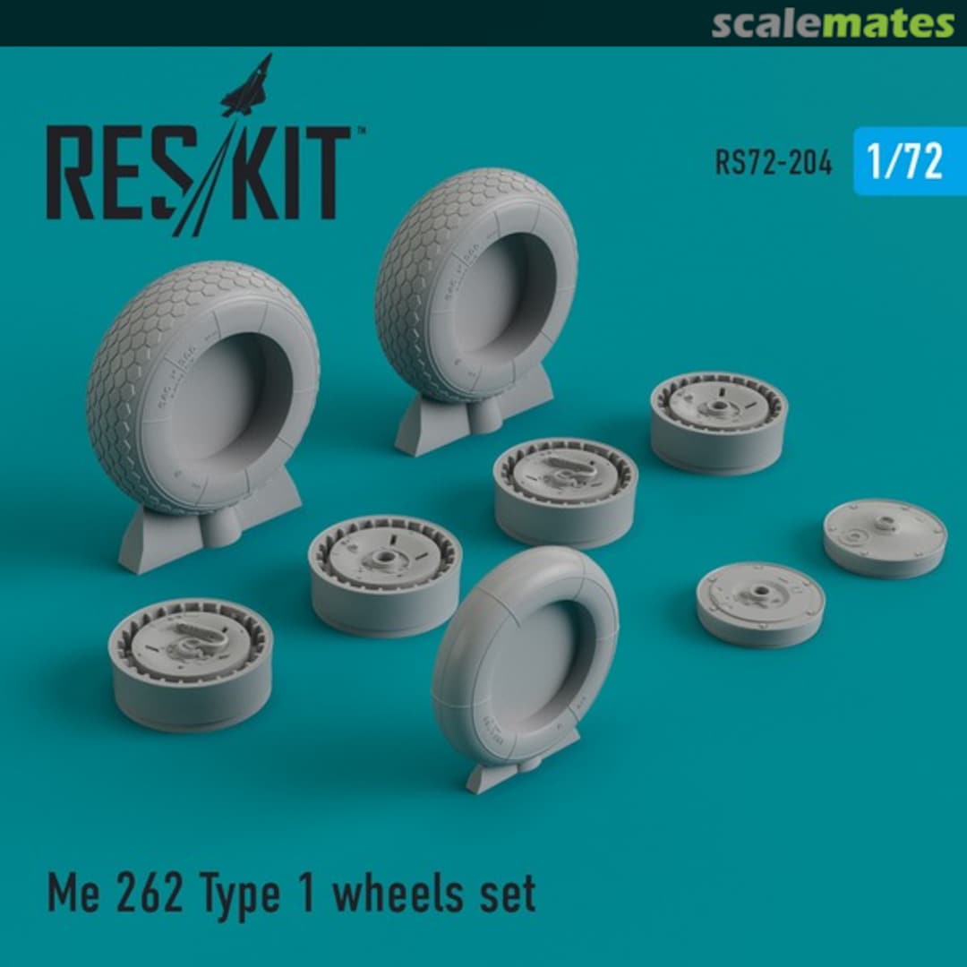 Boxart Messerschmitt Me 262 Type 1 wheels set RS72-0204 ResKit