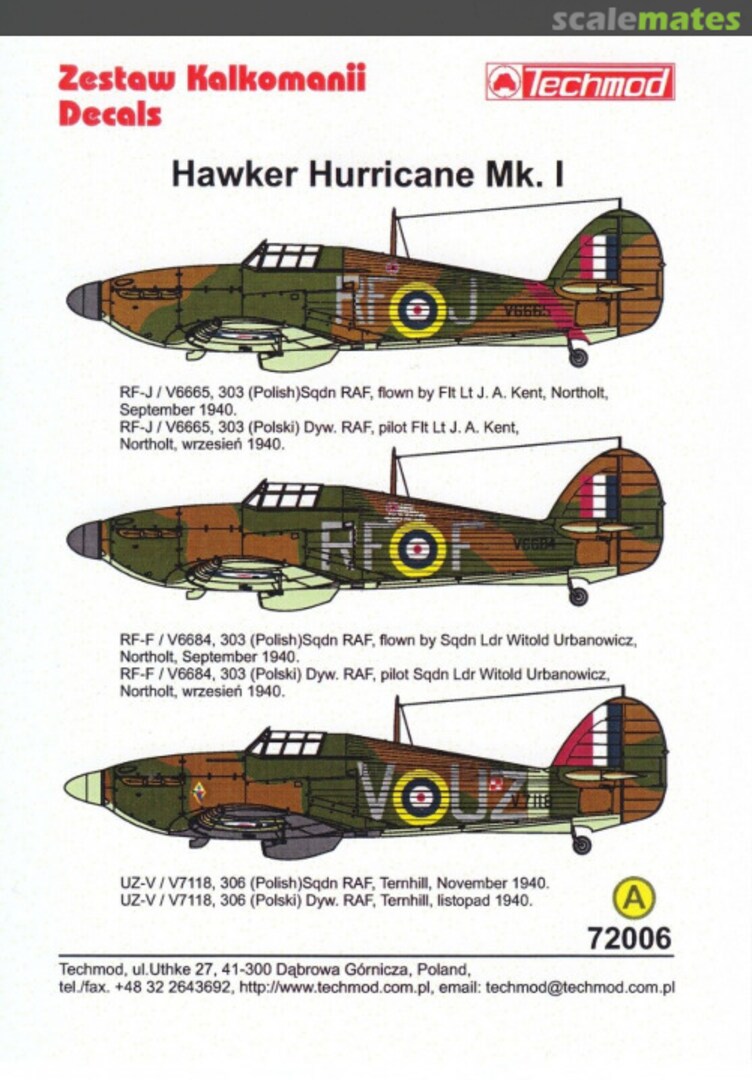 Contents Hawker Hurricane Mk. I 72006CT Techmod