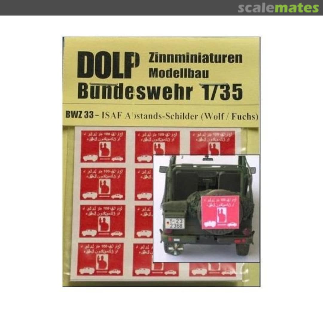 Boxart ISAF Abstands-Schilder (Distance Signs) BWZ 33 DOLP-Modellbau