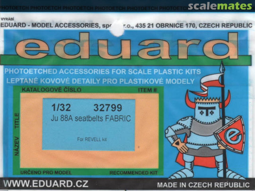 Boxart Ju 88A seatbelts FABRIC 32799 Eduard