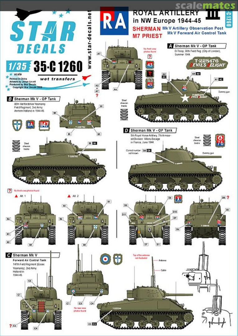 Boxart Royal Artillery # 3 35-C1260 Star Decals