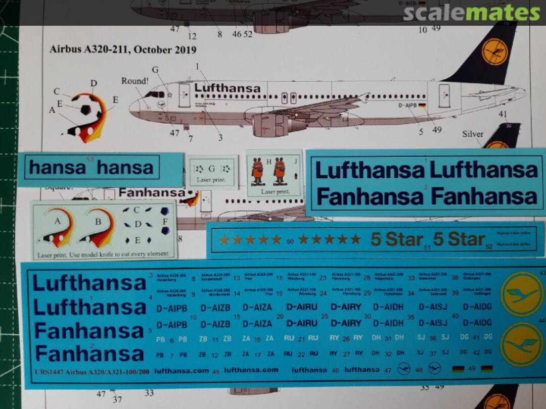 Boxart Airbus A320/321 Lufthansa+full stencils URS1447 UpRise Decal