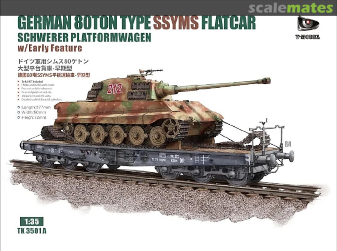 Boxart 80-ton Type SSYMS Flatcar (Schwerer Platformwagen) TK3501A T-Model