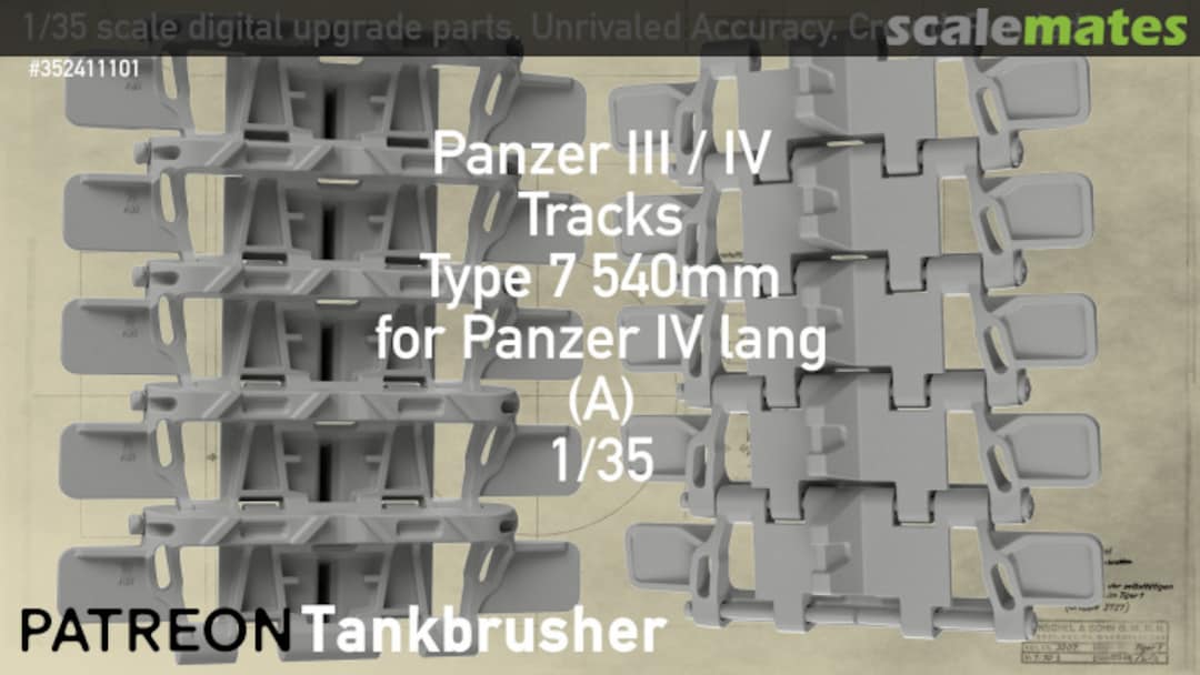 Boxart Panzer IV Lang (A) - 540mm Type 7 tracks 352411101 Tankbrusher Scale Modeling