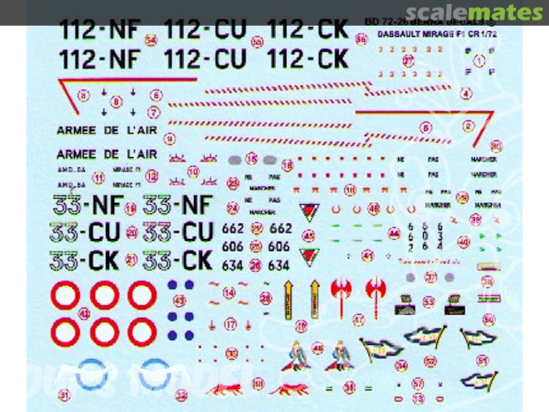 Boxart Dassault Mirage F1 CR BD 72-26 Berna Decals