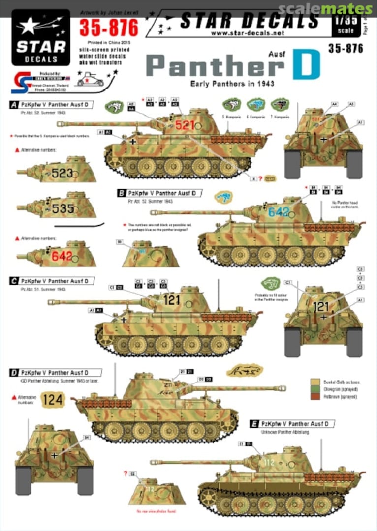 Boxart Panther Ausf D 35-876 Star Decals