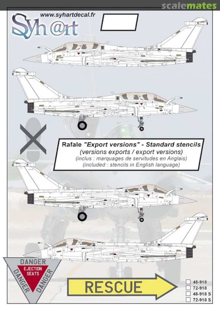 Boxart Rafale "Export versions" - Standard stencils 72-918S Syhart