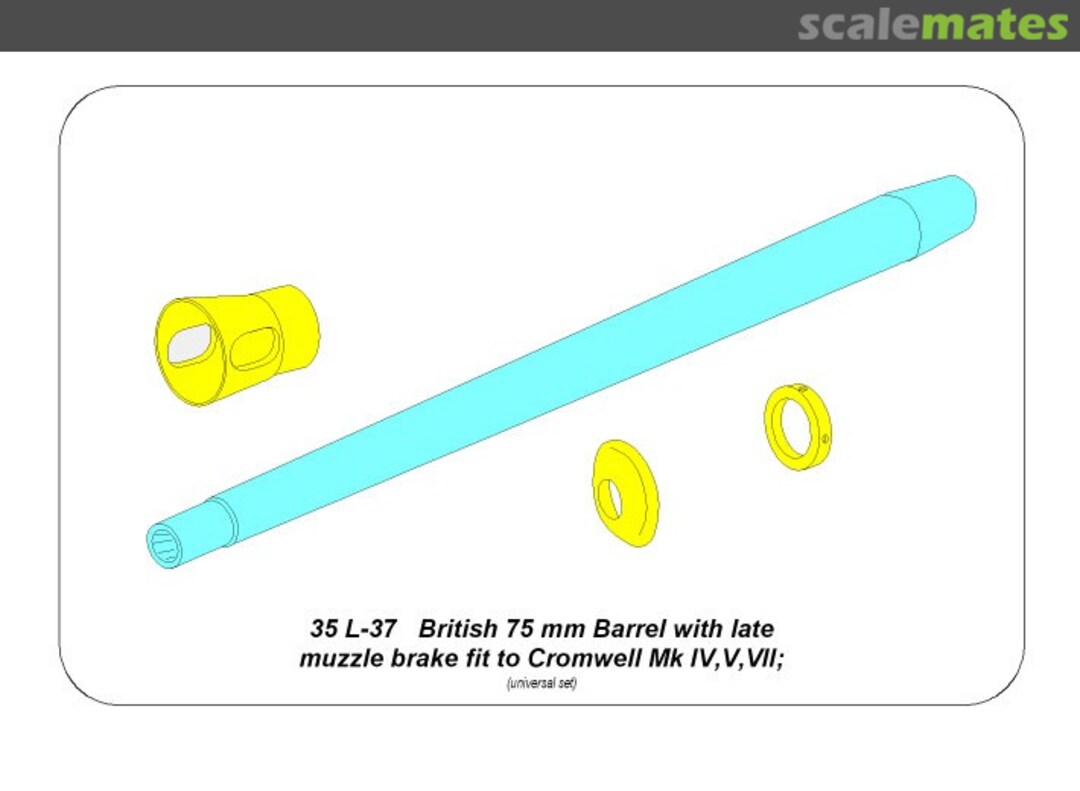 Contents 75 mm Barrel w Very Late Muzzle Brake for Cromwell IV 35L037 Aber