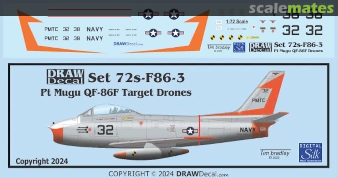 Boxart Pt Mugu QF-86F Target Drones 72-F86-03 Draw Decal