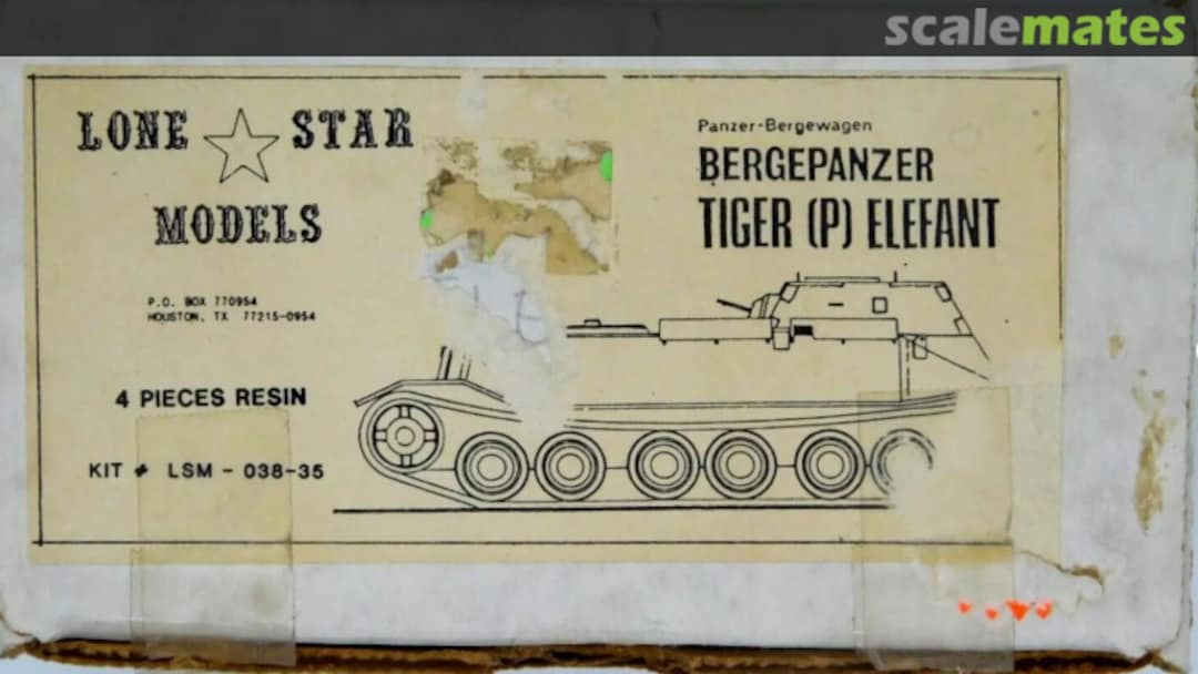 Boxart Panzer-Bergewagen Bergepanzer Tiger (P) Elefant LSM-038-35 Lone Star Models