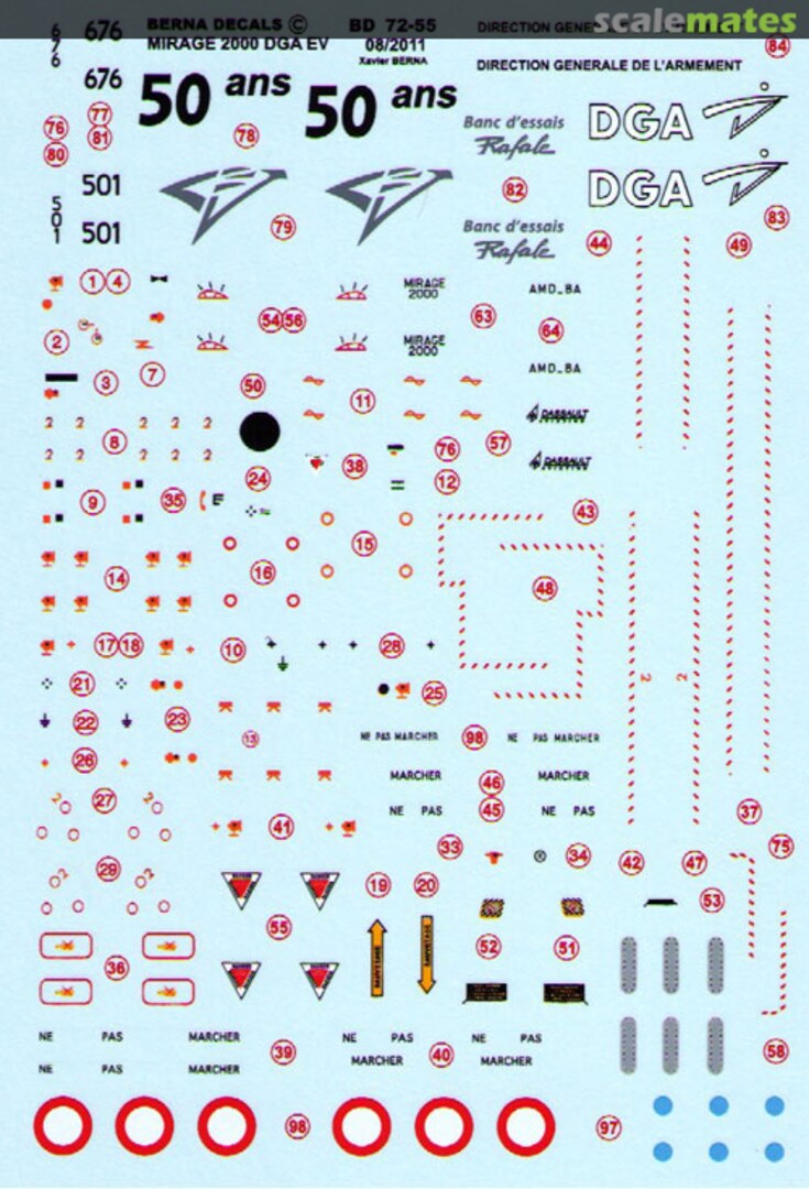 Boxart Dassault Mirage 2000 DGA EV BD 72-55 Berna Decals