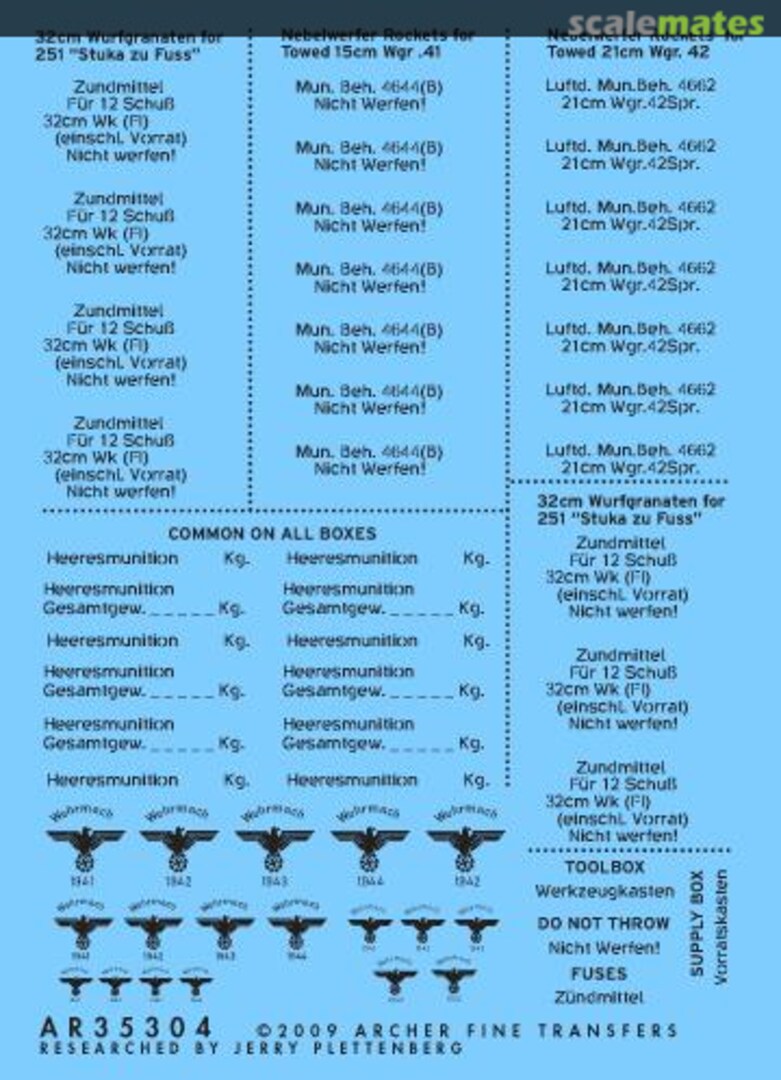 Boxart German WWII Ammo Box Stencils (black) AR35304B Archer
