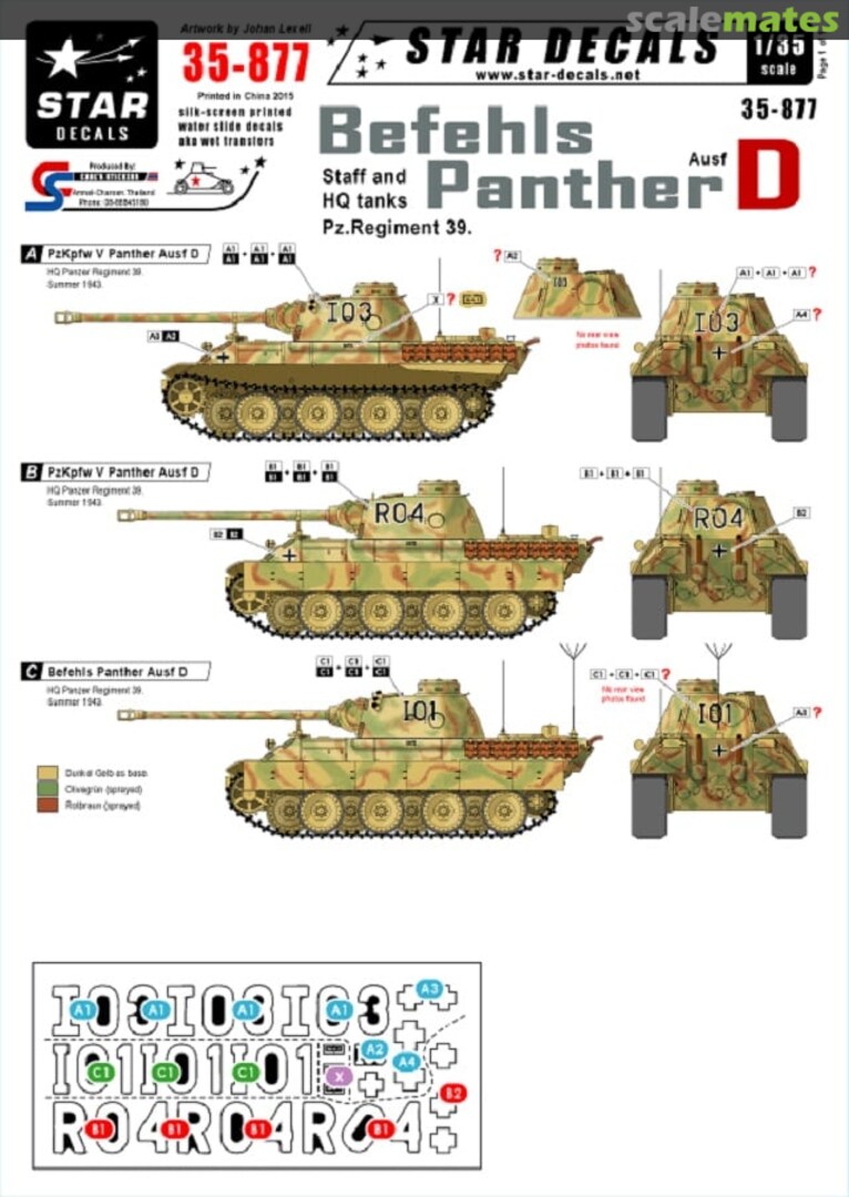 Boxart Befehls Panther Ausf D 35-877 Star Decals