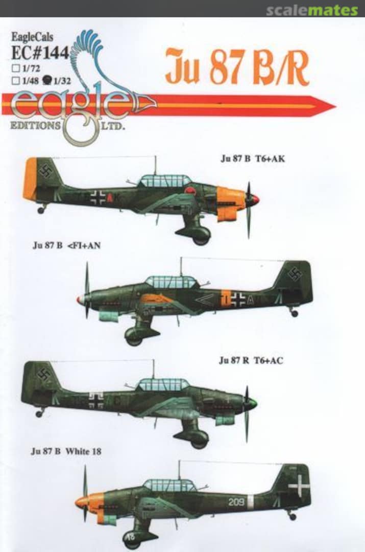 Boxart Ju 87 B-2/R-2 St.G. 2, St.G. 77 & 96 Gruppo EagleCals EC72-144 Eagle Editions