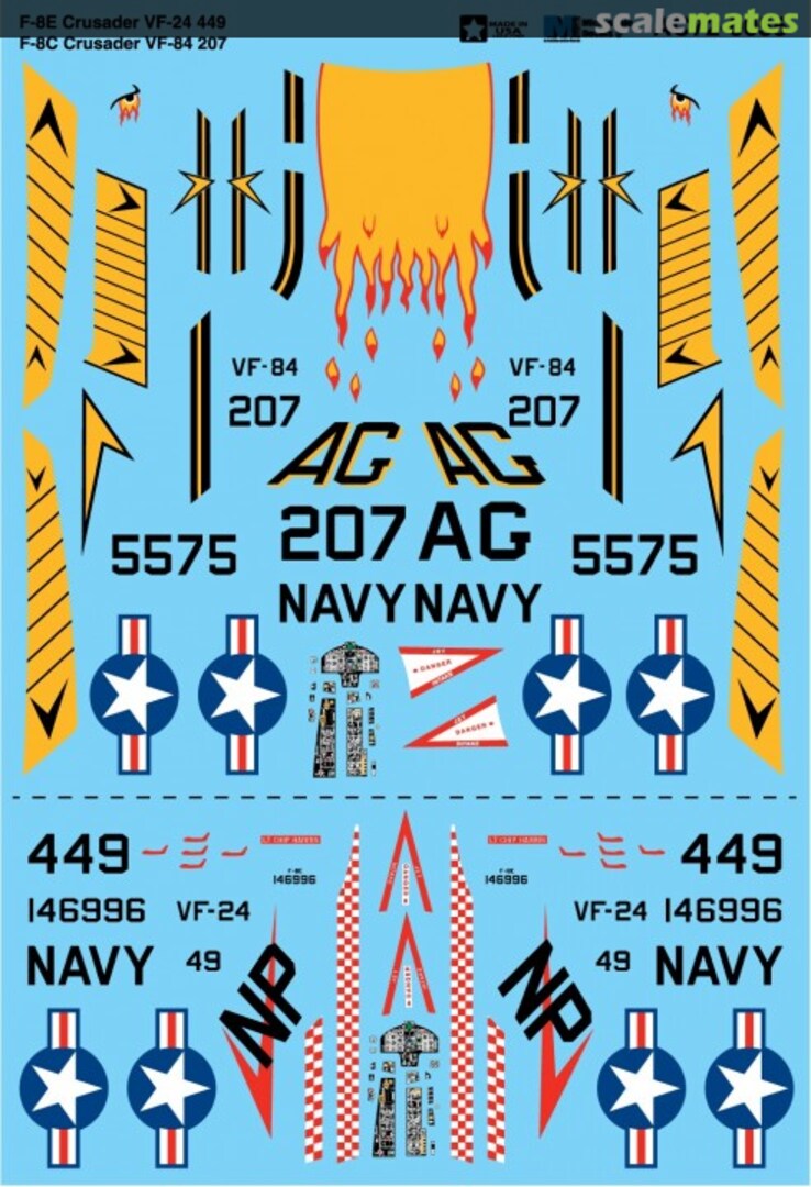 Boxart Vought F-8E Crusader VF-24 449 --- F-8C Crusader VF-84 207 AC72-0055 Microscale