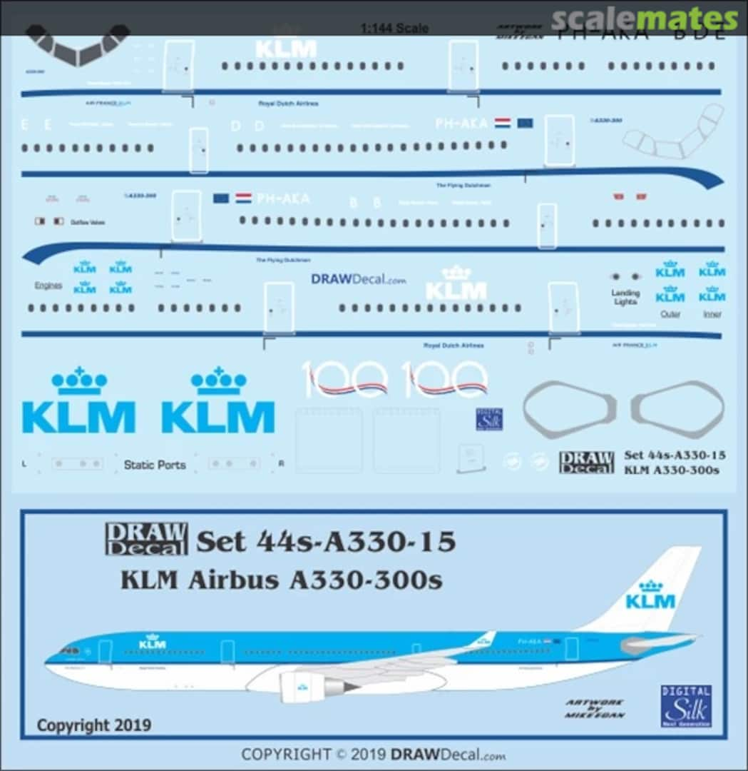 Boxart KLM A330-300s 44-A330-15 Draw Decal