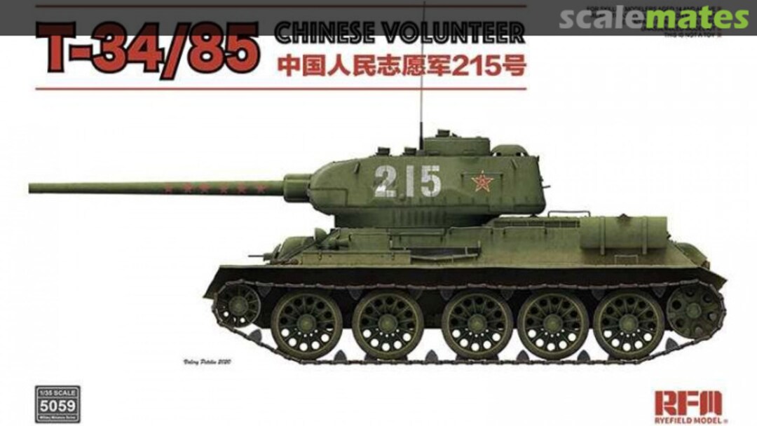 Boxart T-34/85 Chinese Volunteer "215" RM-5059 Rye Field Model