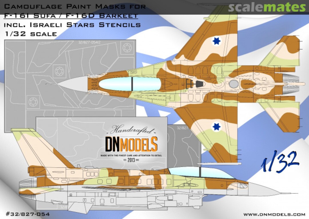 Boxart F-16I Sufa / F-16D Barkeet Camo Paint Masks (+ Israeli Stars Stencils) 1/32 32/827-054 DN Models