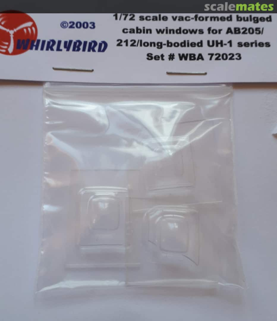 Boxart Vac-formed bulged cabin windows for AB205/212/long-bodied UH-1 series WBA72023 Whirlybird