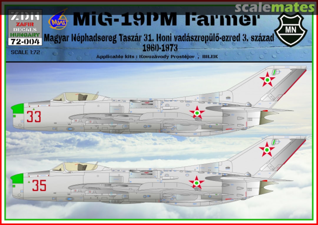 Boxart MiG-19PM Hungarian AF 1960-1973 72-004 ZDH Decals