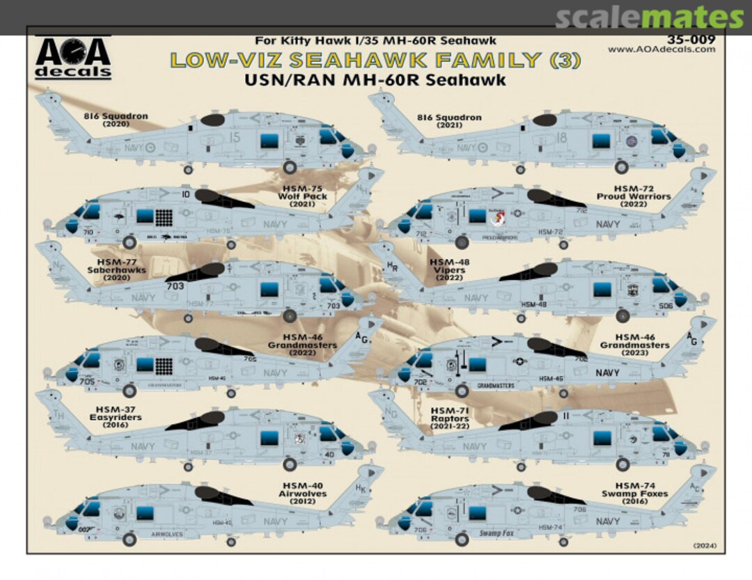 Boxart Low-Viz Seahawk Family (3) 35-009 AOA decals