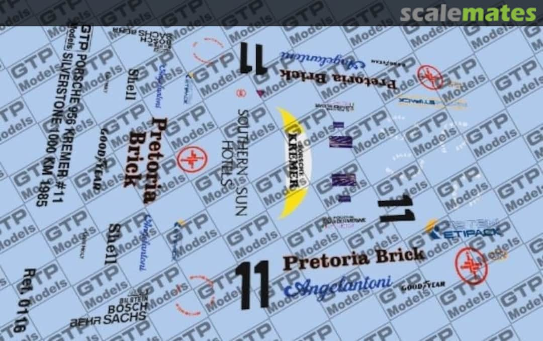 Boxart Porsche 956 Kremer #11 - Silverstone 1000km 1985 0116.24 GTP Decals