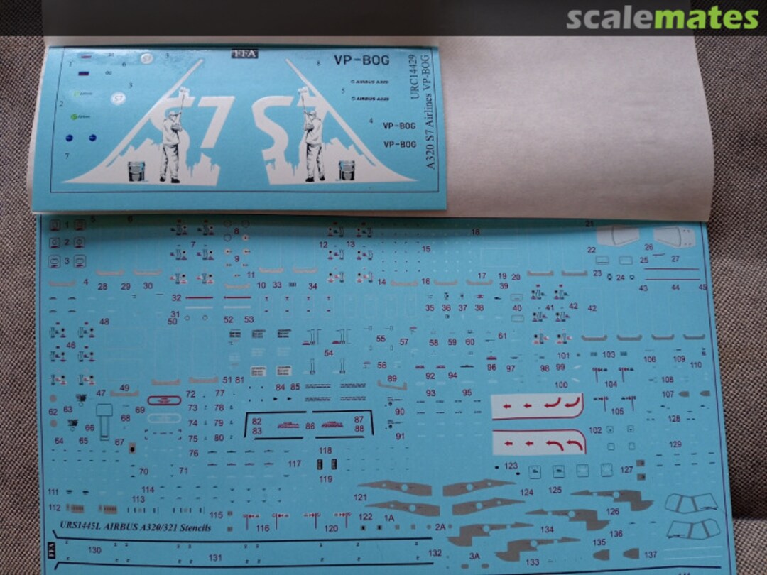 Contents A320-200 S7 Airlines VP-BOG "Painter" with stencils URC14429V1 UpRise Decal Serbia