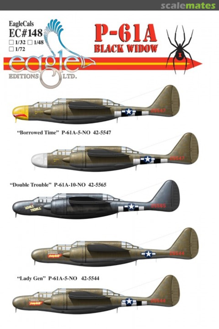 Boxart P-61A Black Widow EagleCals EC72-148 Eagle Editions