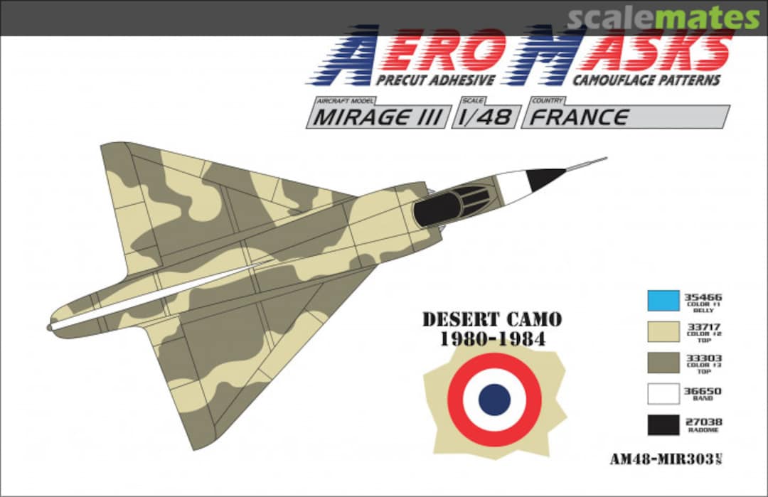 Boxart Mirage III France Desert Camo 1980-1984 AM48-MIR303 AeroMasks