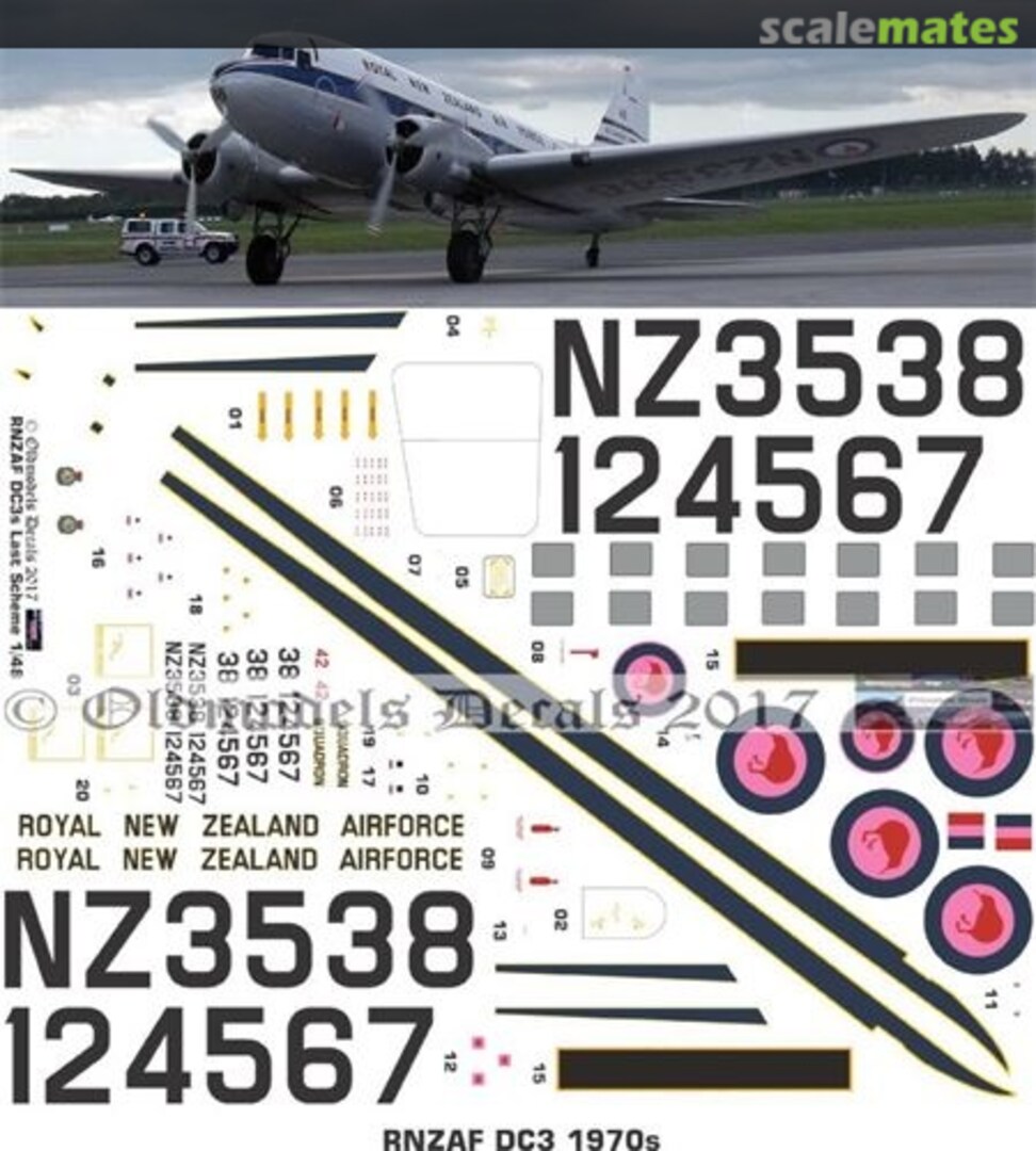 Boxart RNZAF DC-3 1970s OMD0289 Oldmodels Decals