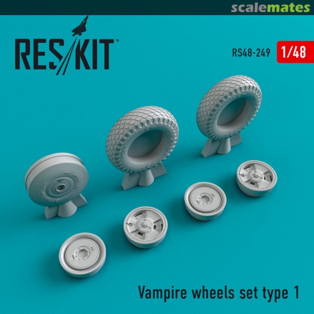 Boxart DH.100 Vampire wheels set (Type 1) RS48-0249 ResKit