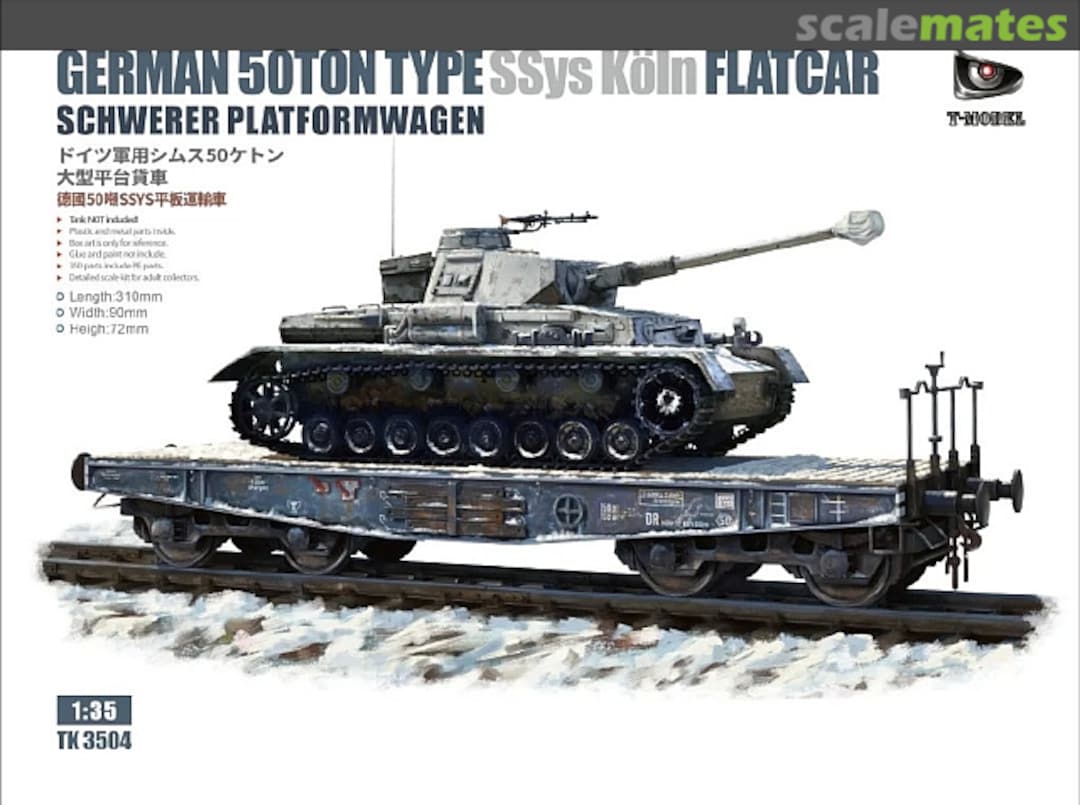 Boxart 50-ton Type SSys Köln Flatcar (Schwerer Platformwagen) TK3504 T-Model