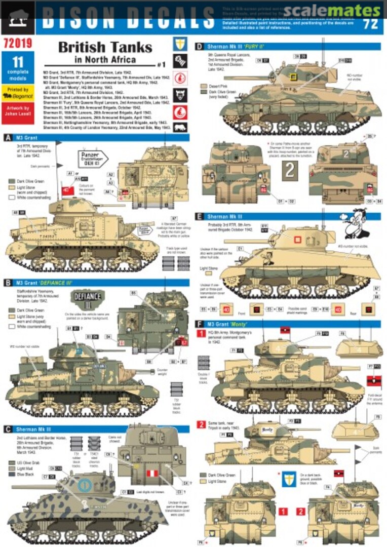 Boxart British Tanks in North Africa #1 72019 Bison Decals