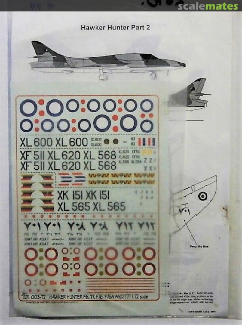 Contents Hawker Hunter Part 2 ADS 003-72 ADS Decals