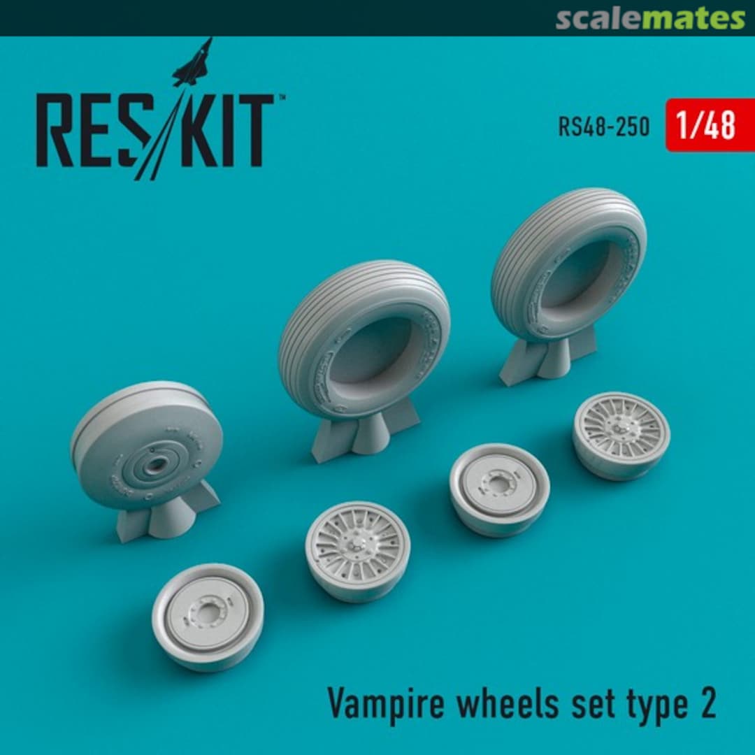 Boxart DH.100 Vampire wheels set (Type 2) RS48-0250 ResKit