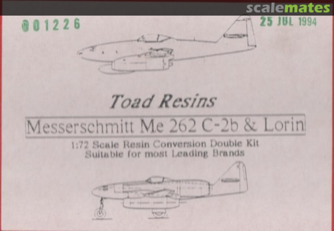 Boxart Messerschmitt Me 262 C-2b & Lorin  Toad Resins