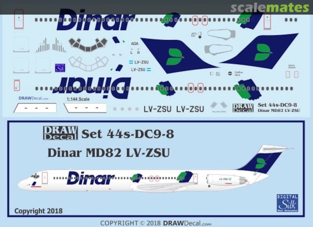 Boxart Dinar Argentina MD82 LV-ZSU 44-DC9-8 Draw Decal