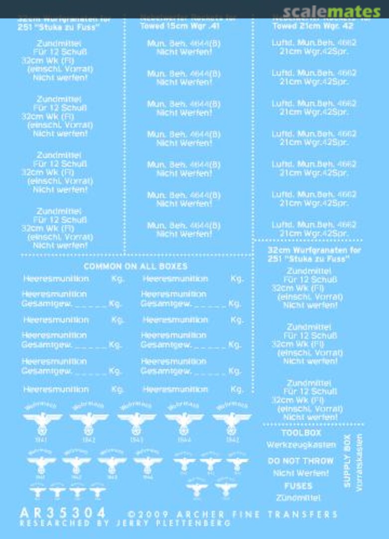 Boxart German WWII Ammo Box Stencils (white) AR35304W Archer