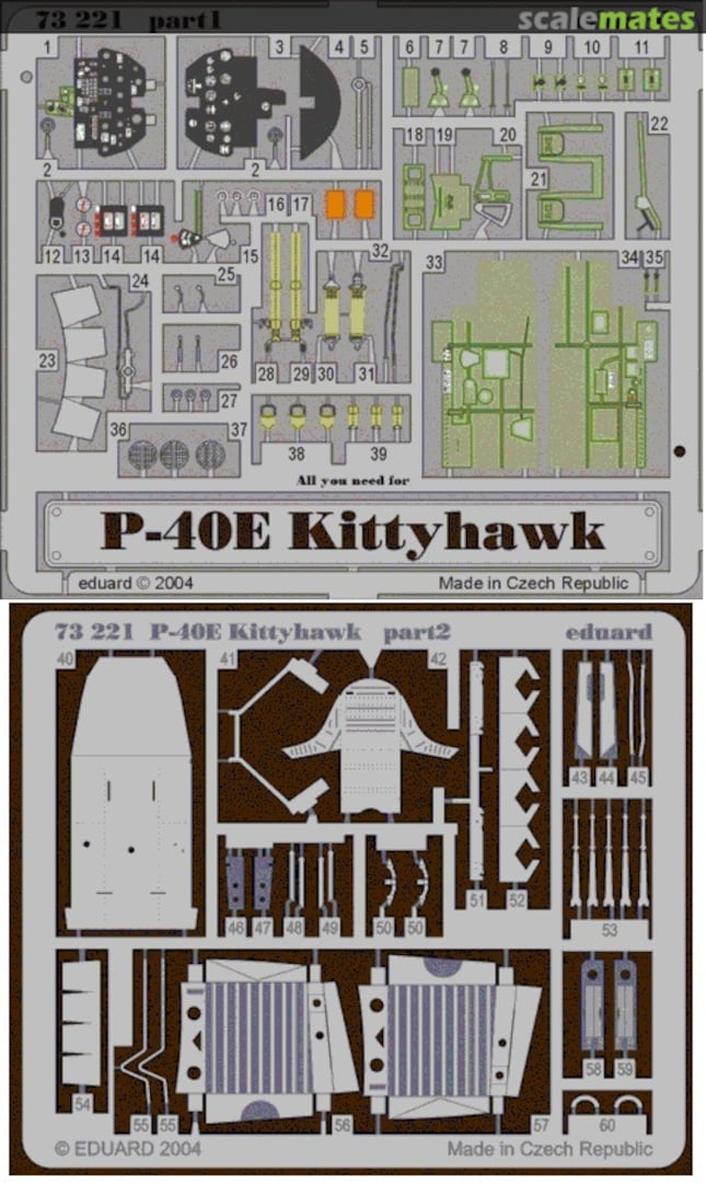 Boxart P-40 E Kittyhawk Mk 1 Colour Set 73221 Eduard