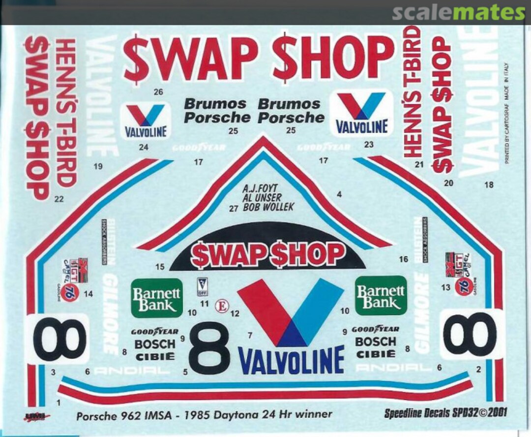 Boxart #8 Swap Shop Valvoline Porsche 962 IMSA SPD 32 Speed Line