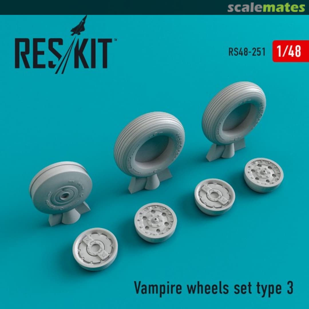 Boxart DH.100 Vampire wheels set (Type 3) RS48-0251 ResKit