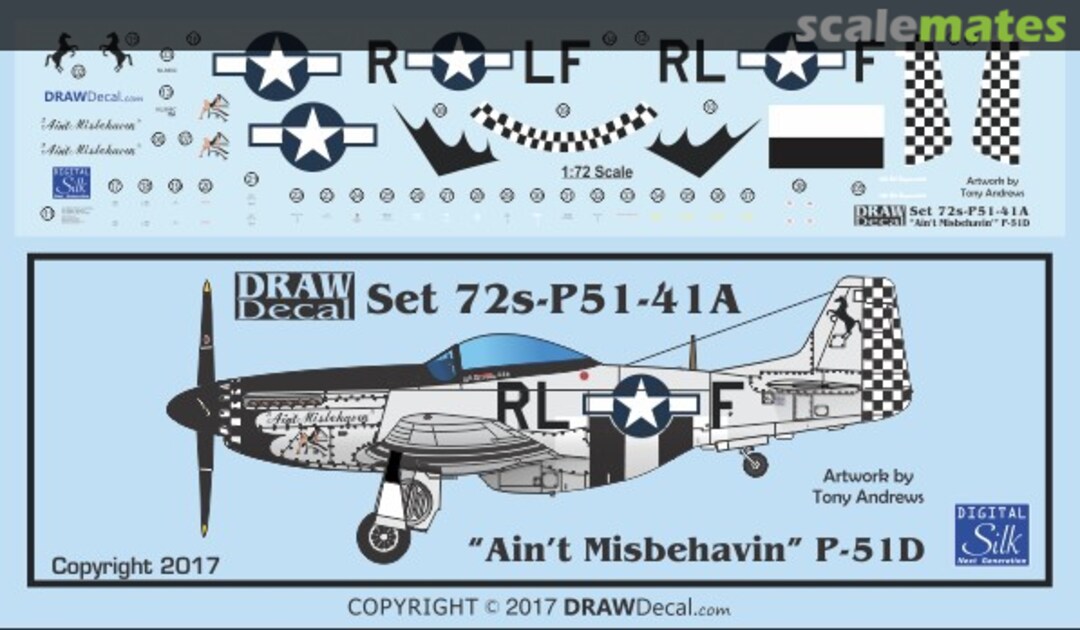 Boxart P-51D “Ain’t Misbehavin” 72-P51-41A Draw Decal