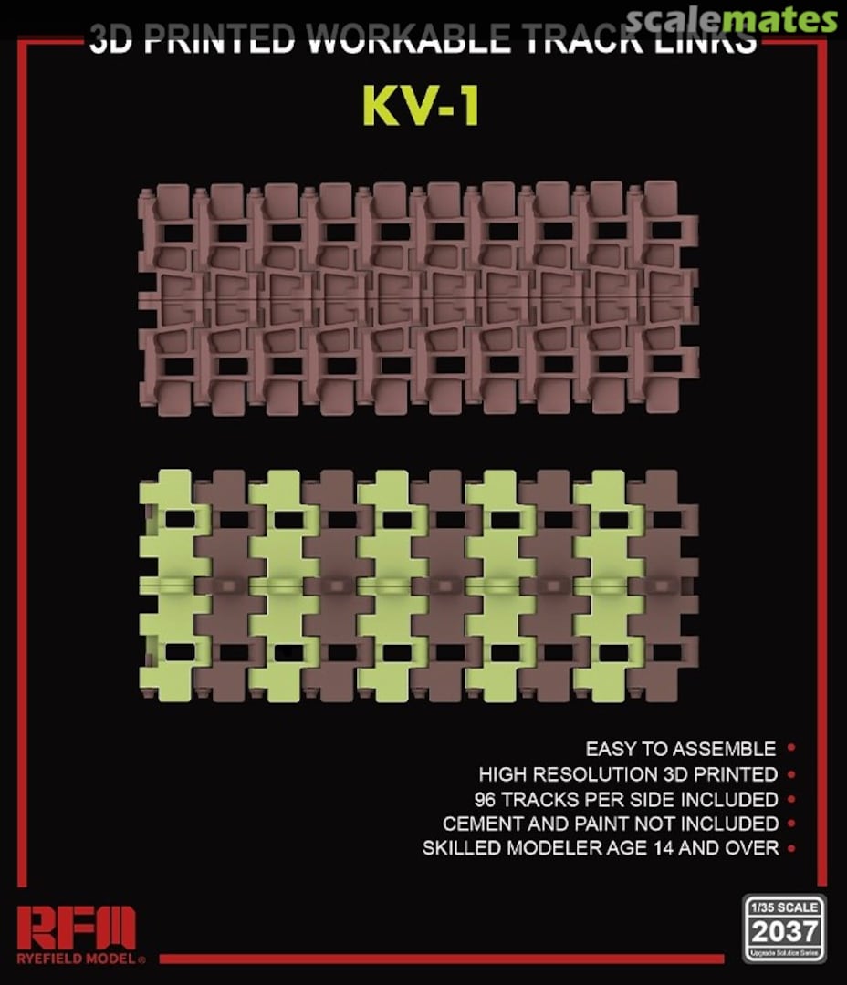 Boxart 3D-printed workable track links KV-1 RM-2037 Rye Field Model