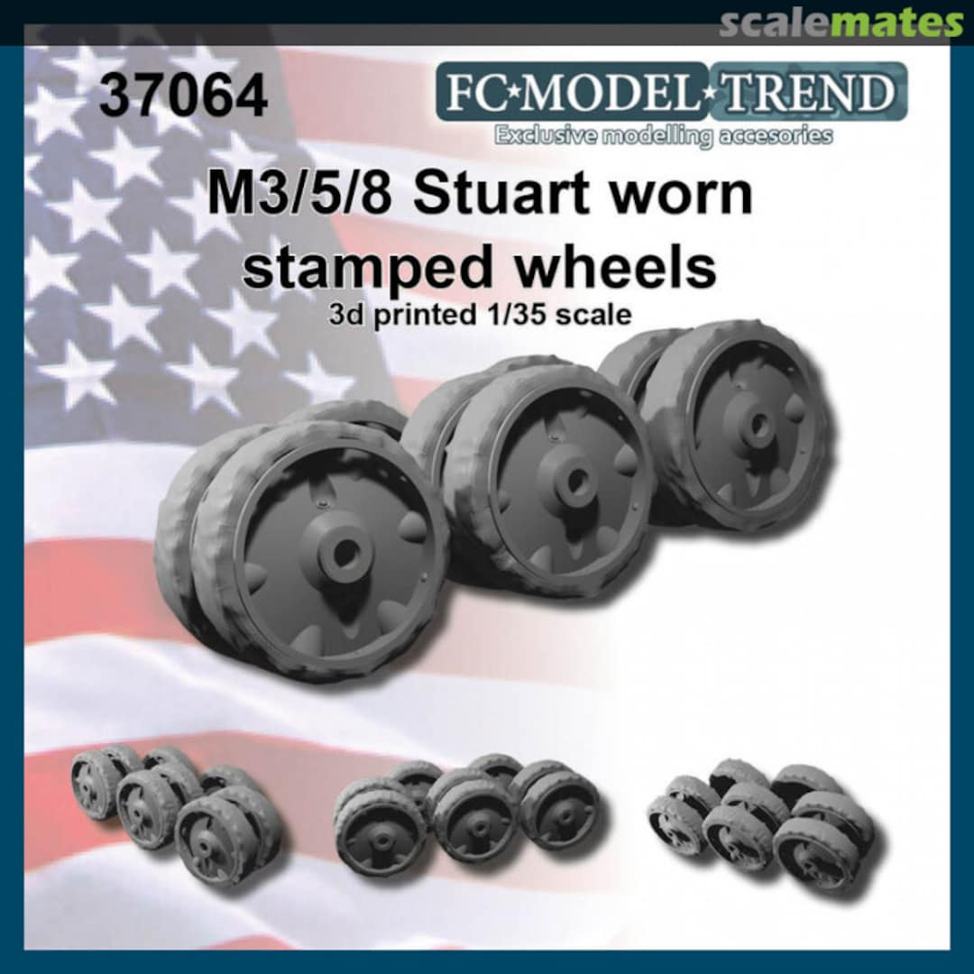 Boxart M3 / M5 / M8 Stuart stamped worn wheels 37064 FC Model Trend