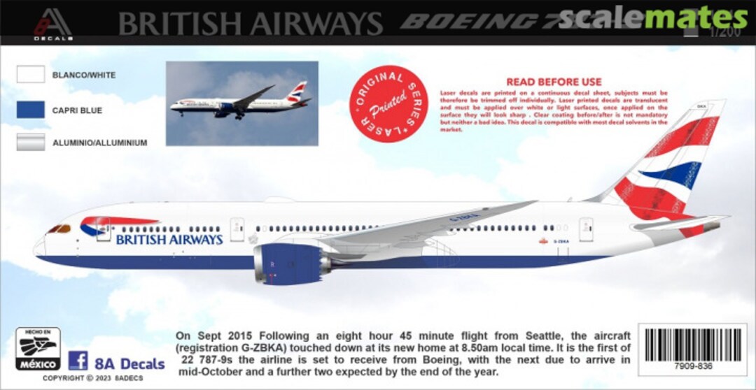 Boxart British Airways Boeing 787-9 7909-836-200 8aDecs