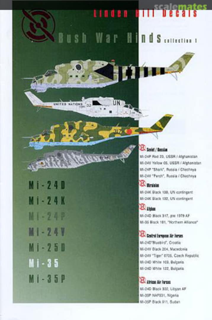 Boxart Mi-24/25/35 Bush War Hinds LHD48006 Linden Hill Decals