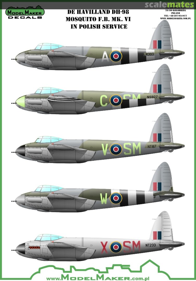 Boxart De Havilland DH-98 Mosquito F.B. Mk. VI in Polish service D48099 ModelMaker