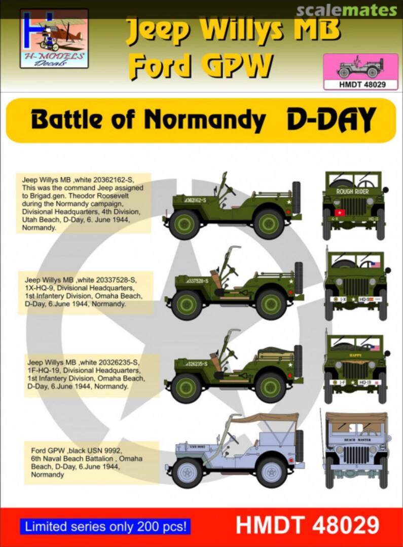 Boxart Willys Jeep MB/Ford GPW: D-Day, Battle of Normandy HMDT48029 H-Models Decals