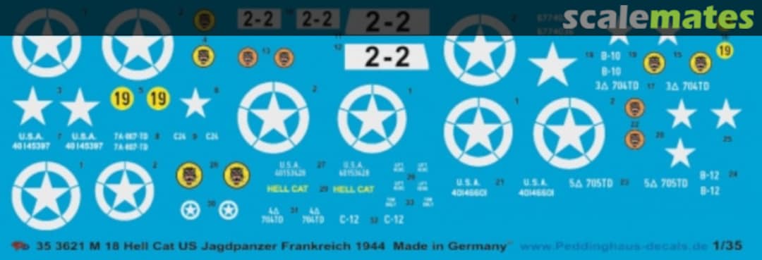 Boxart M18 Hellcat US Jagdpanzer Normandie 35 3621 Peddinghaus-Decals